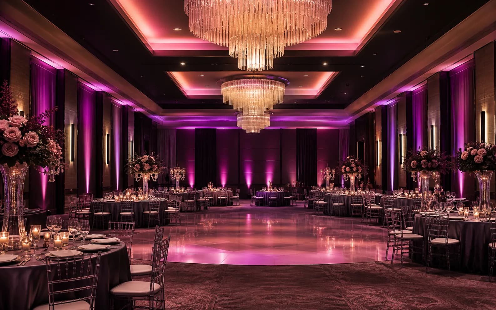 Salón decorado durante la recepción